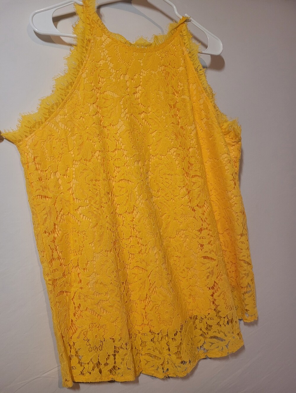 Yellow Lace Halter Camisole, XL
